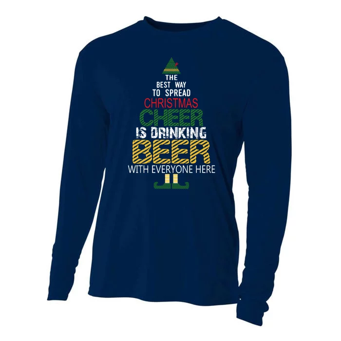 Funny Naughty Santa Elf Beer Gift For Christmas Cooling Performance Long Sleeve Crew