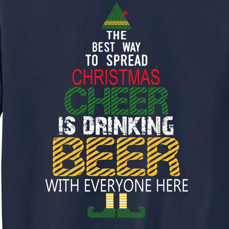 Funny Naughty Santa Elf Beer Gift For Christmas Tall Sweatshirt