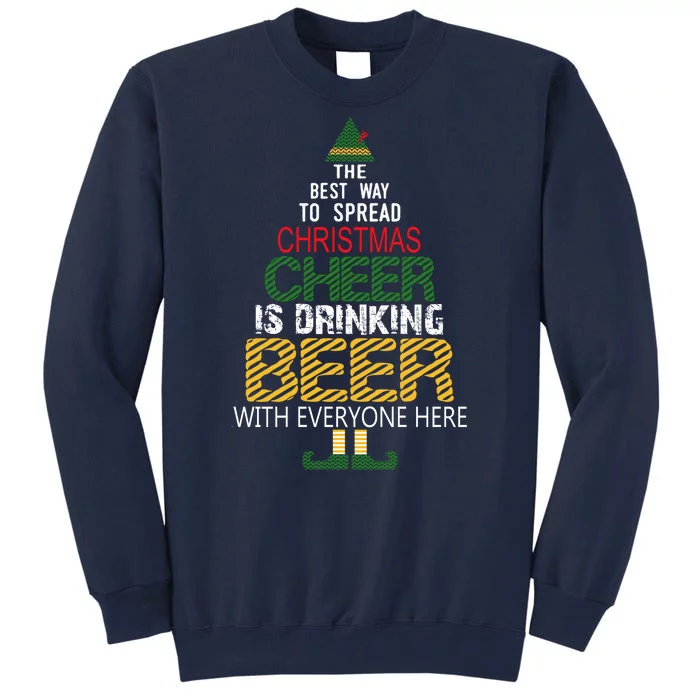 Funny Naughty Santa Elf Beer Gift For Christmas Tall Sweatshirt