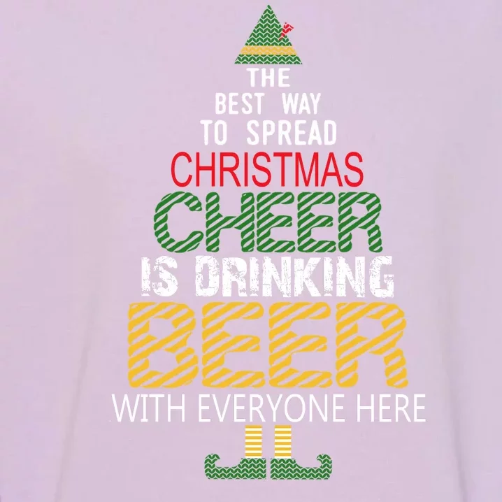 Funny Naughty Santa Elf Beer Gift For Christmas Garment-Dyed Sweatshirt