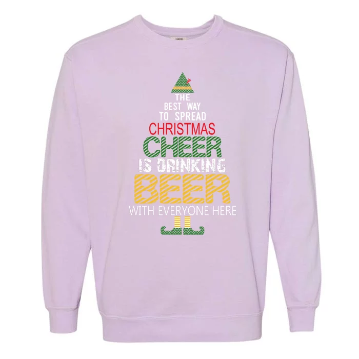 Funny Naughty Santa Elf Beer Gift For Christmas Garment-Dyed Sweatshirt