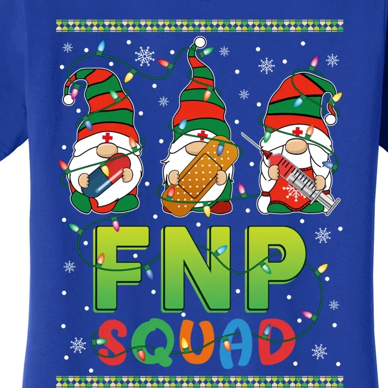 Fnp Nurse Squad Three Gnomes Christmas Gnome Nurse Xmas Gift Women's T-Shirt