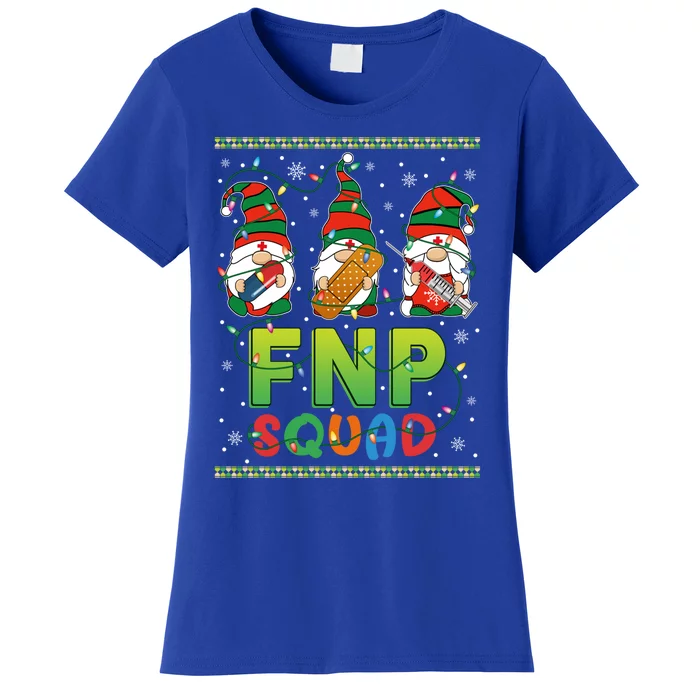 Fnp Nurse Squad Three Gnomes Christmas Gnome Nurse Xmas Gift Women's T-Shirt