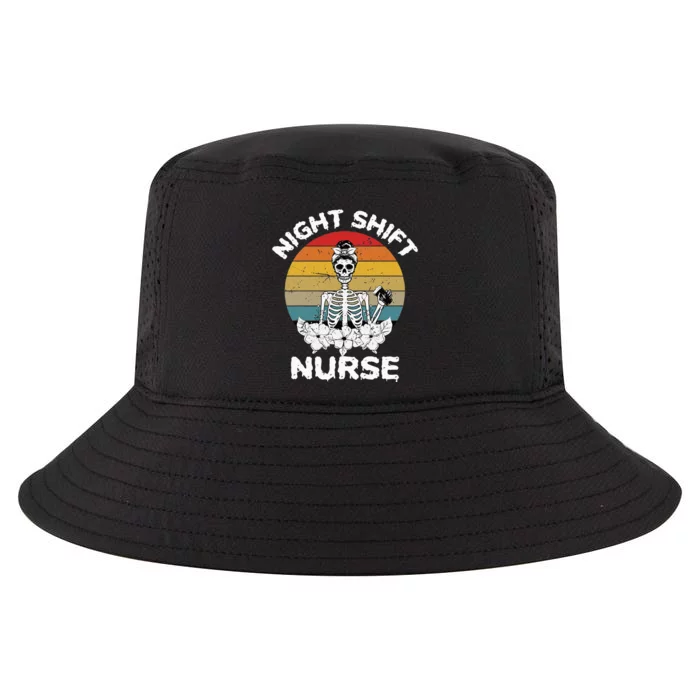 Funny Night Shift Nurse Skeleton Halloween RN Nurses Women Cool Comfort Performance Bucket Hat