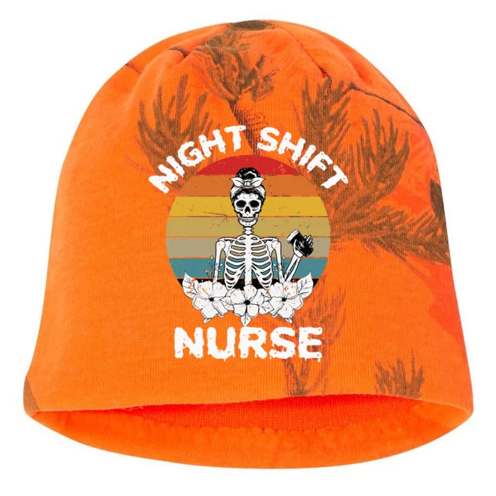 Funny Night Shift Nurse Skeleton Halloween RN Nurses Women Kati - Camo Knit Beanie