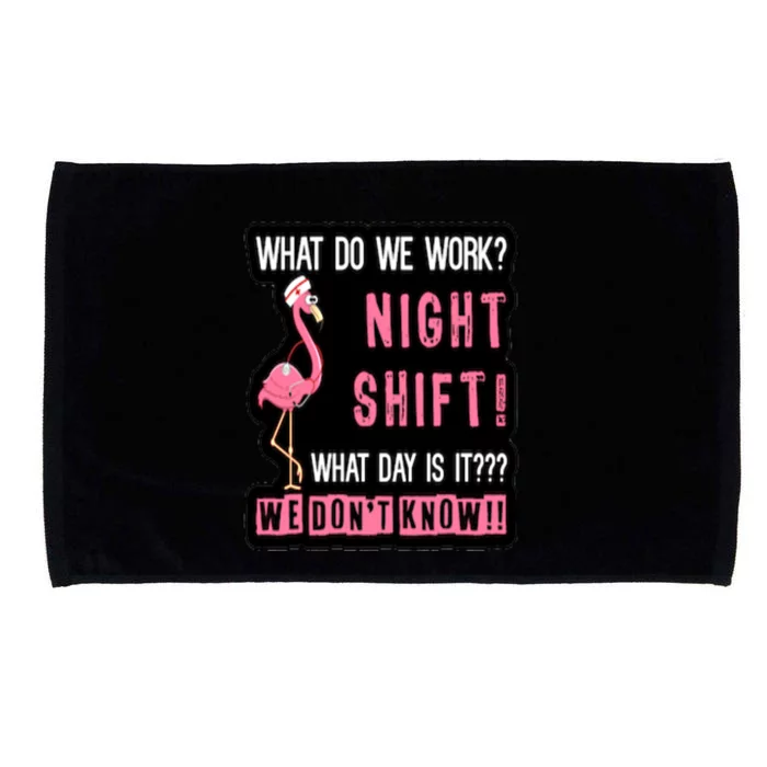 Flamingo Night Shift Nurse Gift Microfiber Hand Towel