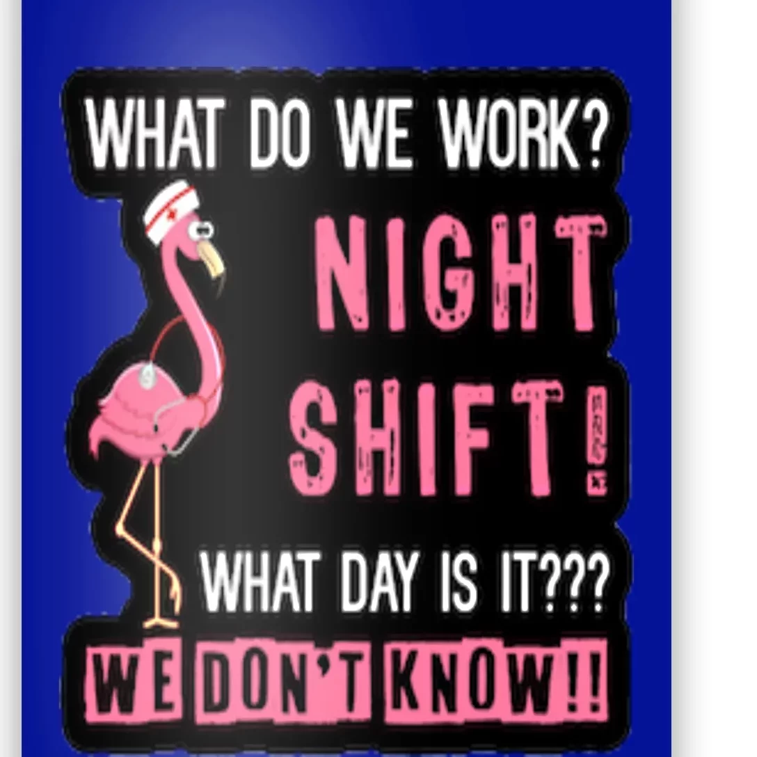 Flamingo Night Shift Nurse Gift Poster