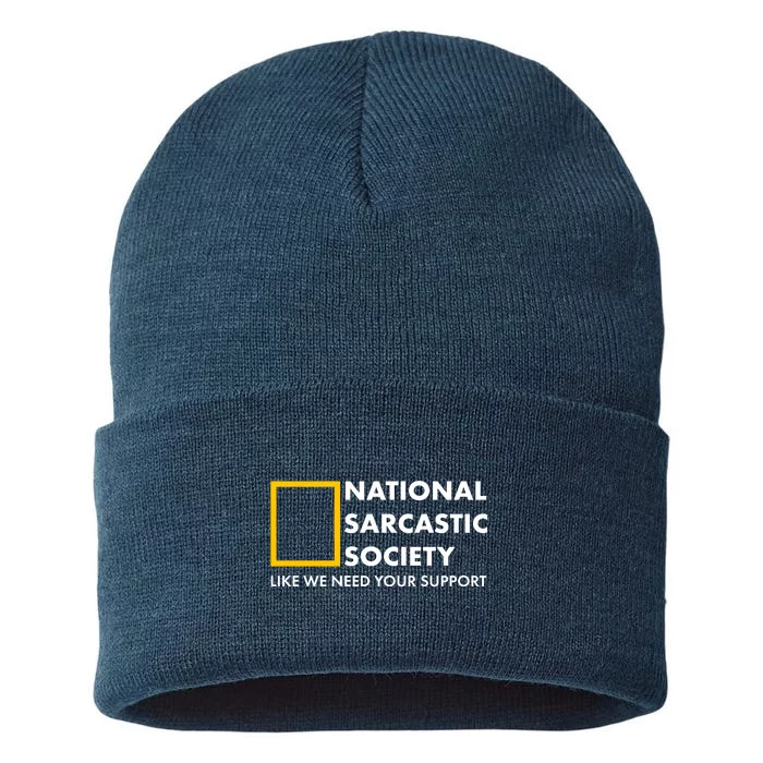 Funny National Sarcastic Society Sustainable Knit Beanie