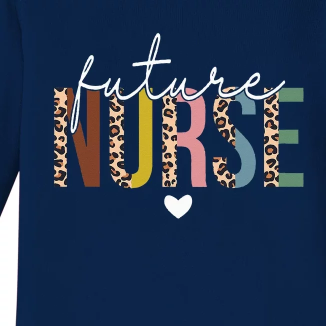 Future Nurse Student Leopard Print Nursing School Baby Long Sleeve Bodysuit