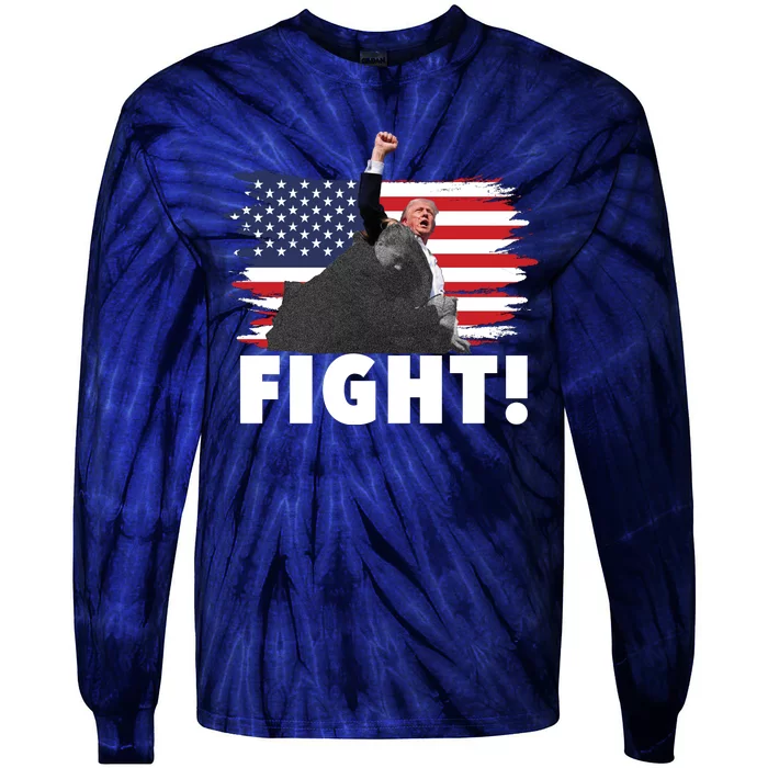 Fight Never Surrender Trump Rally Tie-Dye Long Sleeve Shirt