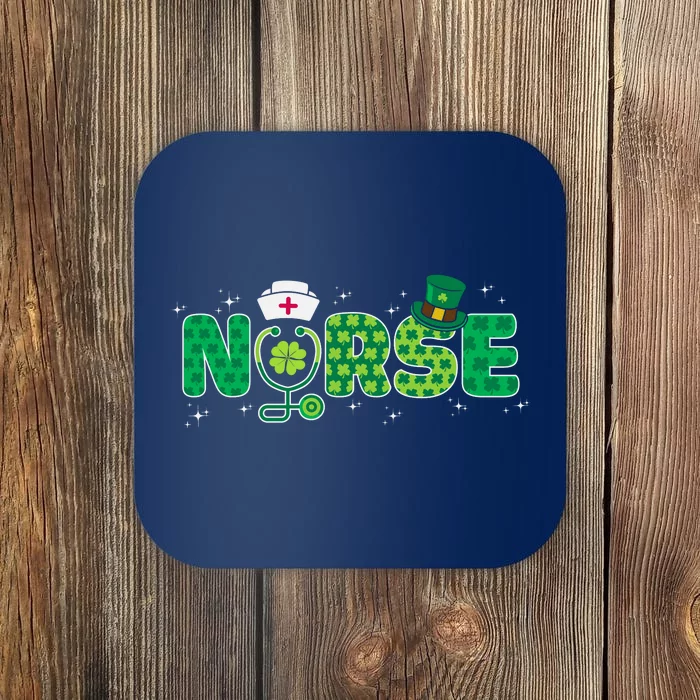 Funny Nurse St Patricks Day Nurse Shamrock Nurse Typography Coaster