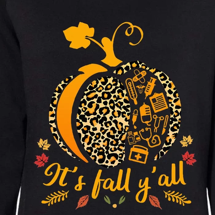 Fall Nurse Scrub Tops with Leopard Pumpkin Design Womens California Wash Sweatshirt