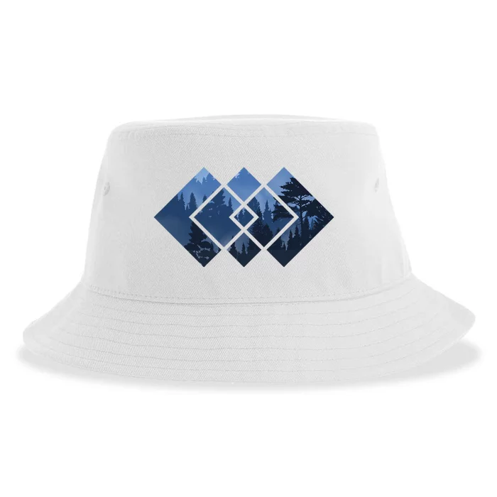 Forest Nature Square Minimalism Sustainable Bucket Hat