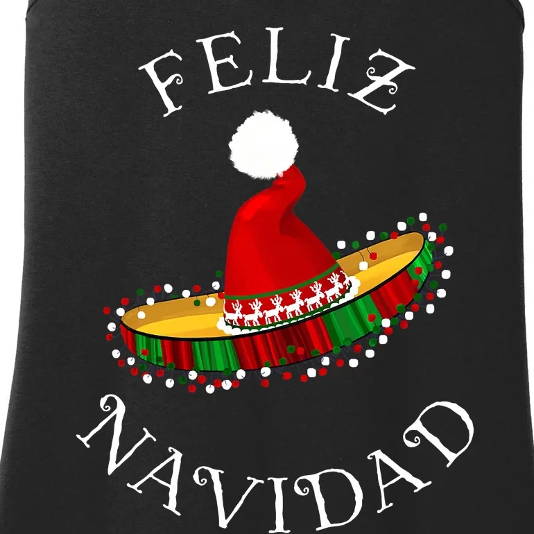 Feliz Navidad' Santa Hat Sombrero Funny Christmas in Mexico Ladies Essential Tank