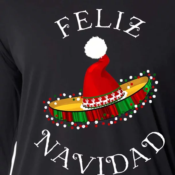 Feliz Navidad' Santa Hat Sombrero Funny Christmas in Mexico Cooling Performance Long Sleeve Crew