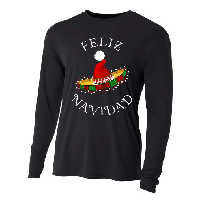 Feliz Navidad' Santa Hat Sombrero Funny Christmas in Mexico Cooling Performance Long Sleeve Crew