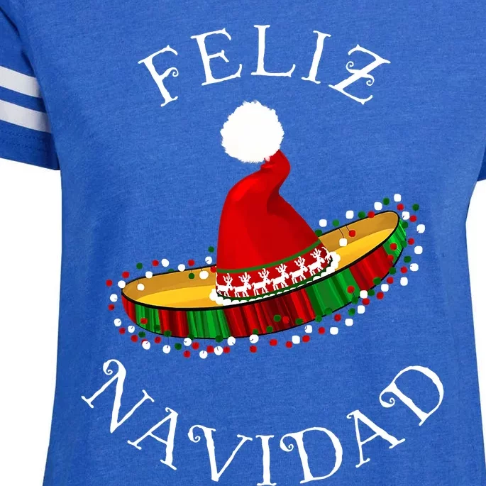 Feliz Navidad' Santa Hat Sombrero Funny Christmas in Mexico Enza Ladies Jersey Football T-Shirt