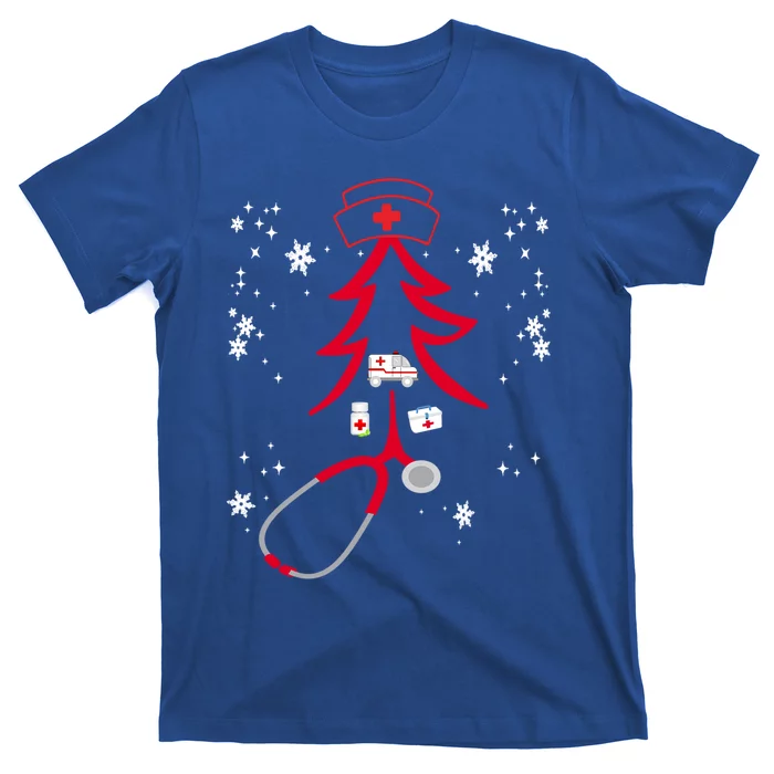 Funny Nurse Stethoscope Christmas Tree Nursing Gift T-Shirt