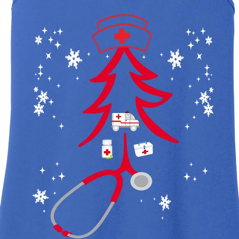 Funny Nurse Stethoscope Christmas Tree Nursing Gift Ladies Essential Tank