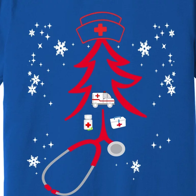 Funny Nurse Stethoscope Christmas Tree Nursing Gift Premium T-Shirt