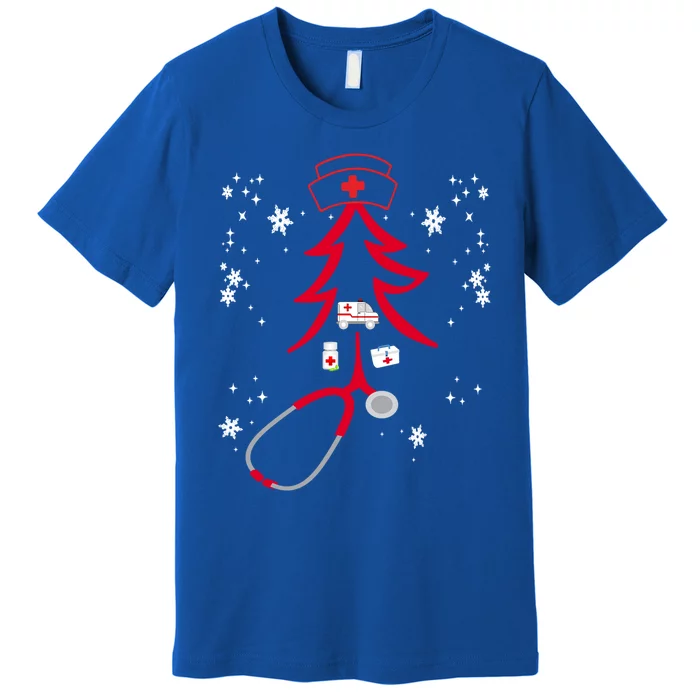 Funny Nurse Stethoscope Christmas Tree Nursing Gift Premium T-Shirt