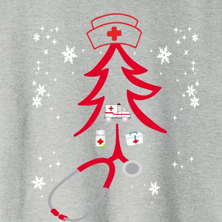 Funny Nurse Stethoscope Christmas Tree Nursing Gift Women's Crop Top Tee