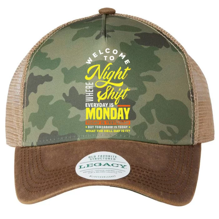 Funny Night Shift Worker Overnight Shift Pun Legacy Tie Dye Trucker Hat