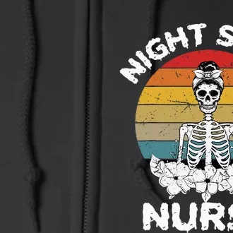 Funny Night Shift Nurse Skeleton Halloween RN Nurses Full Zip Hoodie