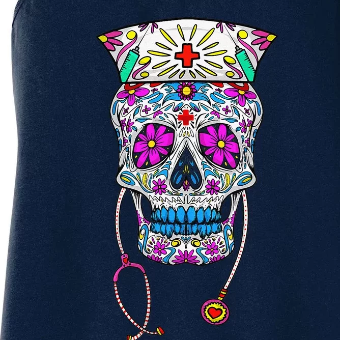 Funny Nurse Sugar Skull Gift Health Professional Women Gift Women's Racerback Tank