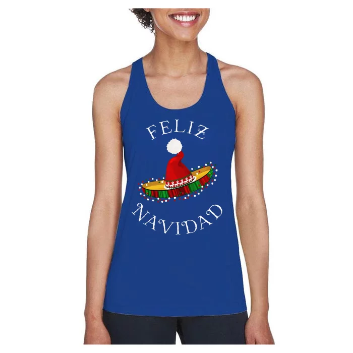 Feliz Navidad Santa Hat Sombrero Funny Christmas In Mexico Women's Racerback Tank