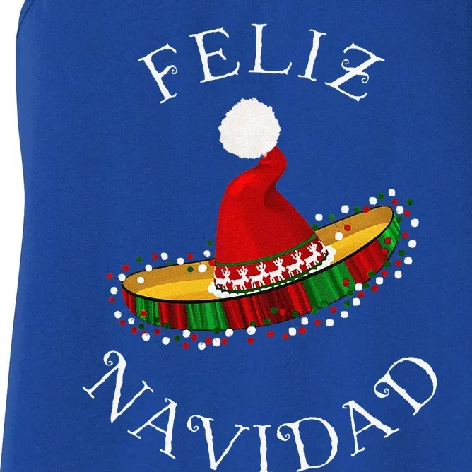 Feliz Navidad Santa Hat Sombrero Funny Christmas In Mexico Women's Racerback Tank