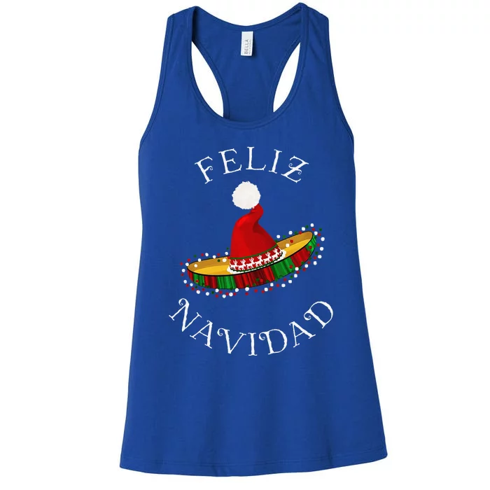 Feliz Navidad Santa Hat Sombrero Funny Christmas In Mexico Women's Racerback Tank