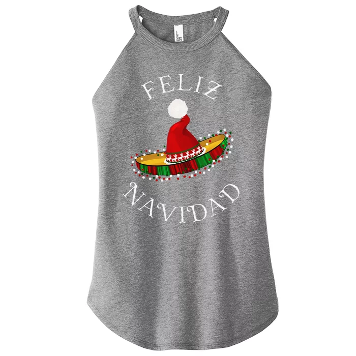 Feliz Navidad Santa Hat Sombrero Funny Christmas In Mexico Women’s Perfect Tri Rocker Tank