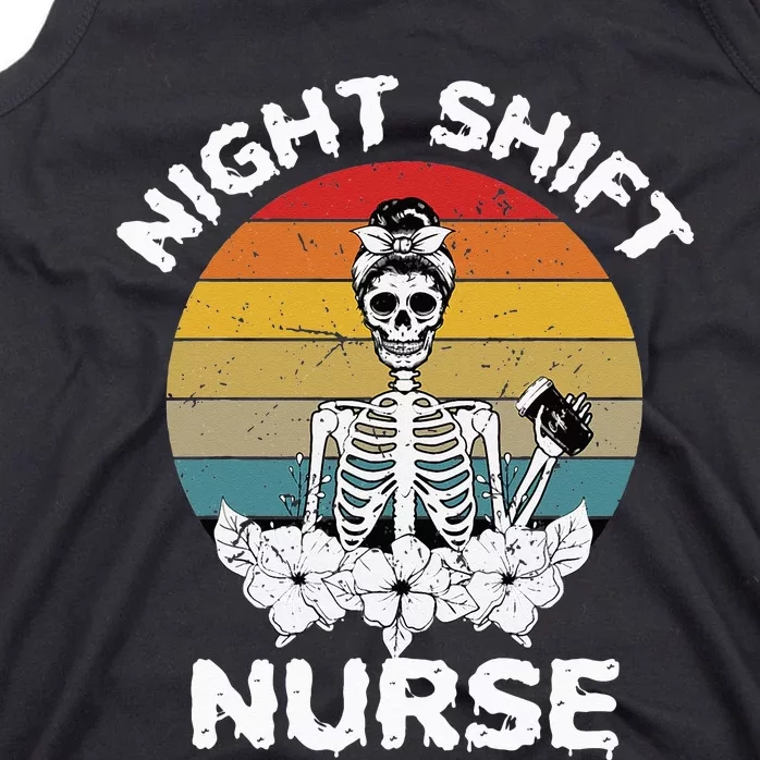 Funny Night Shift Nurse Skeleton Halloween RN Nurses Women Tank Top