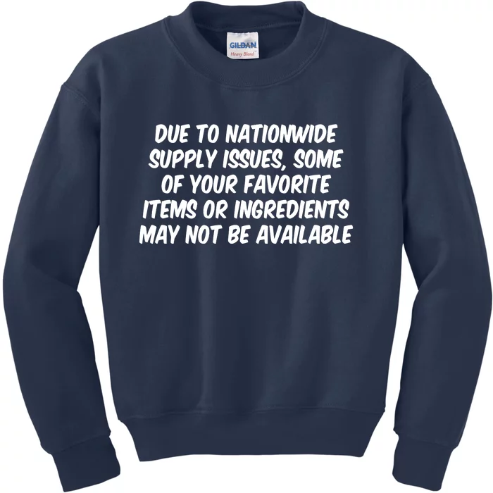 Funny Nationwide Supplies Issues Kids Sweatshirt