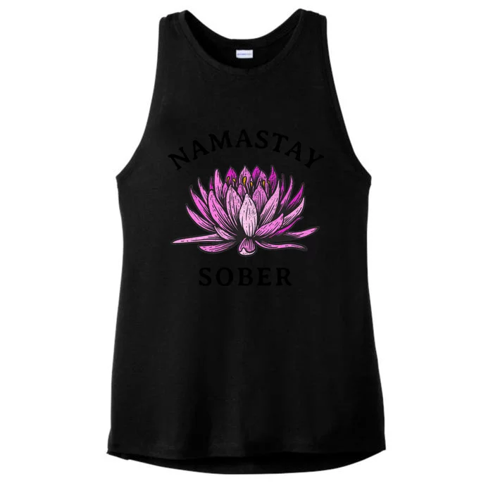 Funny Namastay Sober Na Aa 12 Step Recovery Funny Gift Funny Gift Ladies Tri-Blend Wicking Tank