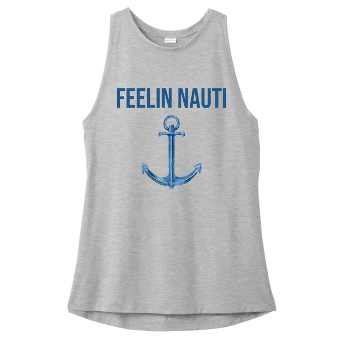 Feelin Nauti Sailing Funny Ladies Tri-Blend Wicking Tank