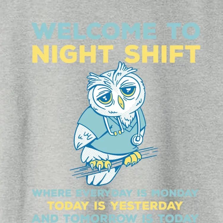 Funny Night Shift Quote Owl Graveyard Shift Cute Gift Women's Crop Top Tee