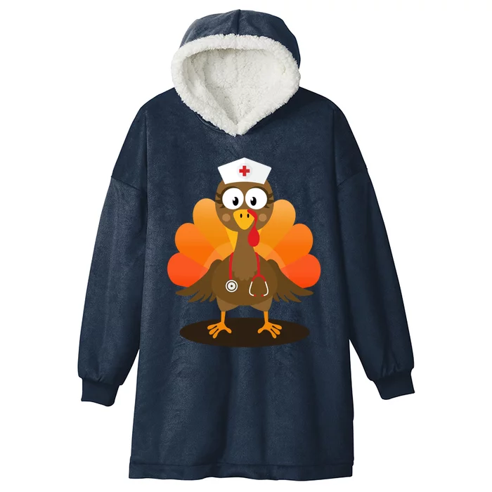 Funny Nurse Turkey For Thanksgiving Hospital Nursing Cool Gift Hooded Wearable Blanket