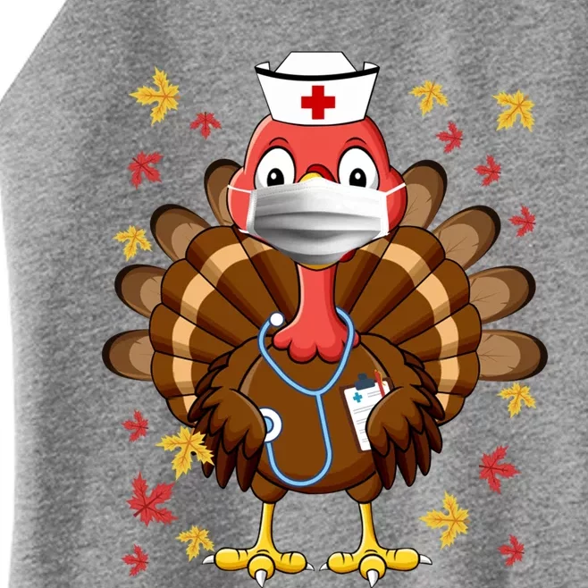 Funny Nurse Turkey Wearing A Mask Thanksgiving 2020 Gift Meaningful Gift Women’s Perfect Tri Rocker Tank