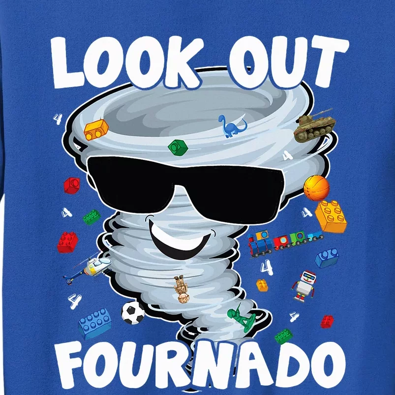 Four Nado Tornado 4th Birthday Party Theme IM 4 Years Old Tall Sweatshirt