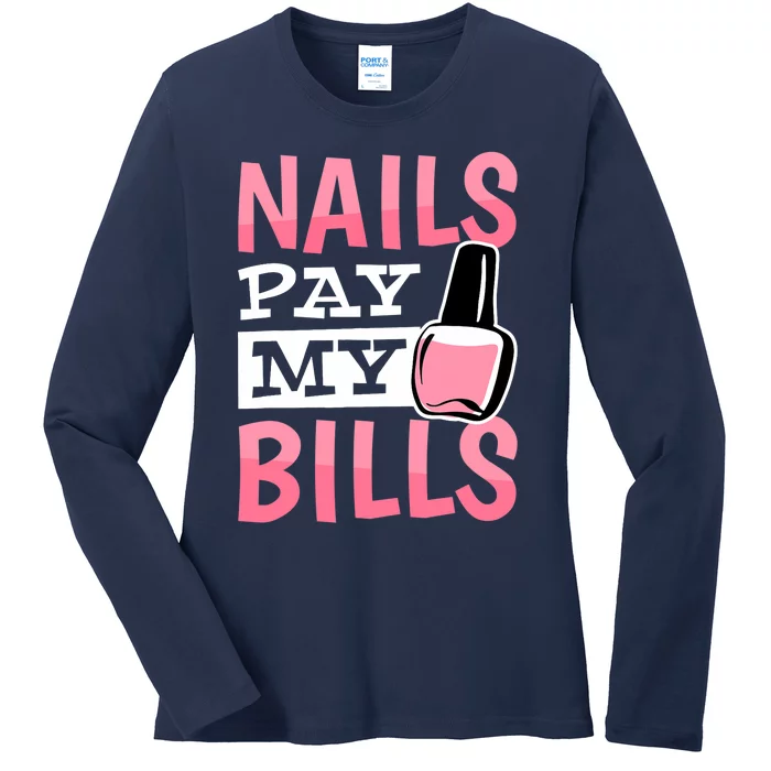 Funny Nail Technicians And Nail Artist Ladies Long Sleeve Shirt