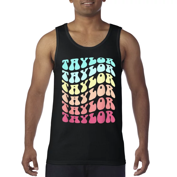 First Name T.AYLOR Groovy Personalized Birthday Gifts Tank Top