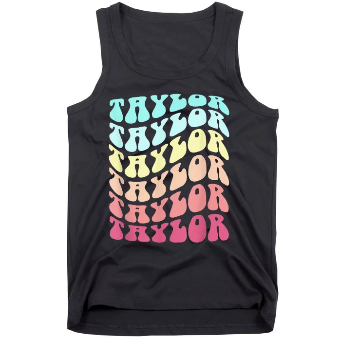 First Name T.AYLOR Groovy Personalized Birthday Gifts Tank Top