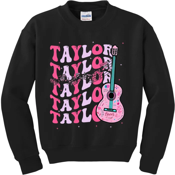 First Name Taylor Groovy First Name Personalized Kids Sweatshirt