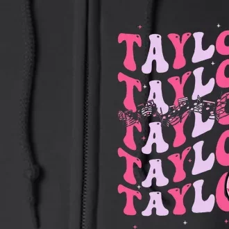 First Name Taylor Groovy First Name Personalized Full Zip Hoodie