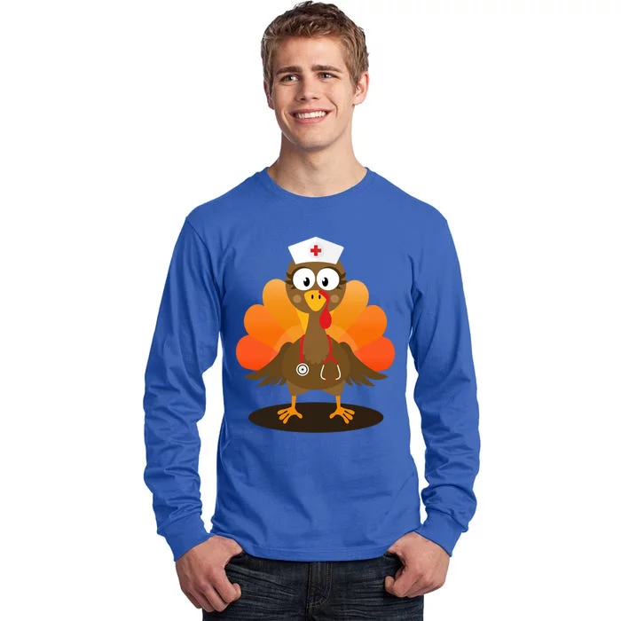 Funny Nurse Turkey For Thanksgiving Hospital Nursing Gift Tall Long Sleeve T-Shirt