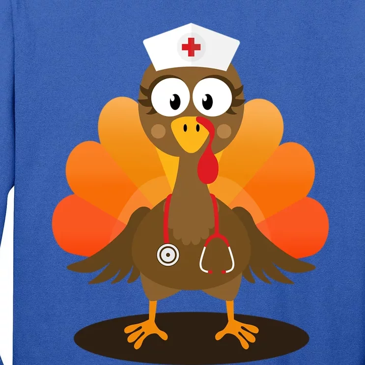 Funny Nurse Turkey For Thanksgiving Hospital Nursing Gift Tall Long Sleeve T-Shirt