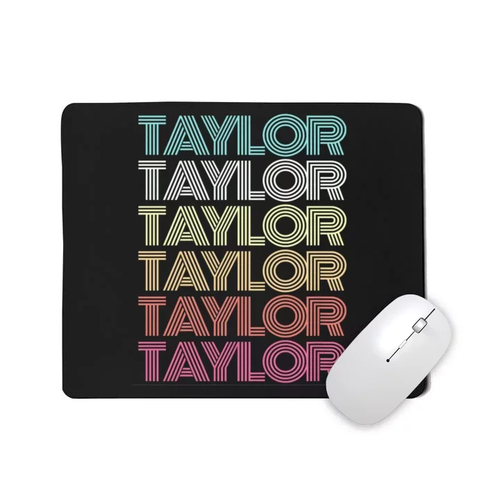 First Name Taylor Girl Boy Retro Personalized Groovy 80S Mousepad