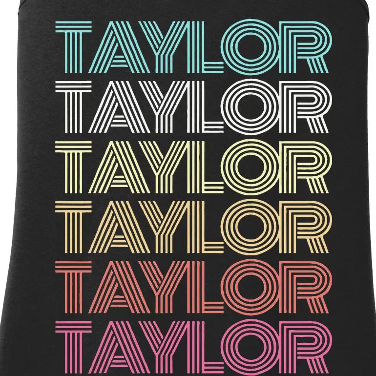 First Name Taylor Girl Boy Retro Personalized Groovy 80S Ladies Essential Tank